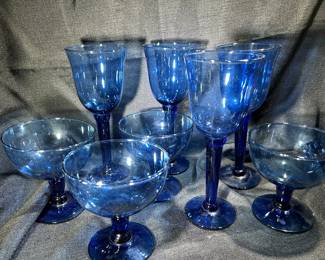 Blue  stemmed glassware