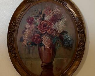 Vintage framed floral painting 