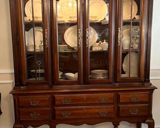 China cabinet - glass shelves, lights, eight drawers