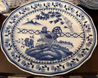 Large blue and white Japanese ceramic platter