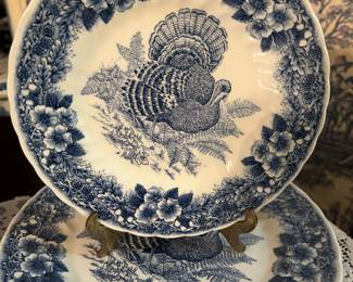 Churchill Blue Thanksgiving Turkey Plates