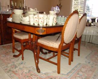Double pedestal dining table and 6 chairs