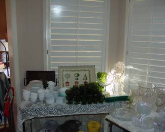 Green glasses and pitcher