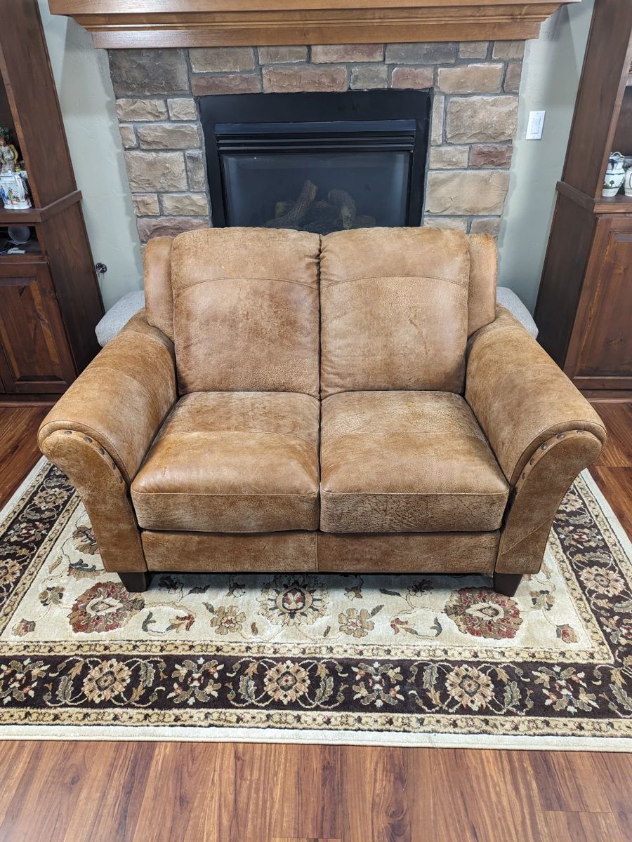 Faux leather loveseat