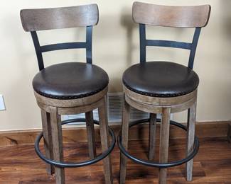 Ashley Furniture Signature Design Swivel Bar Height Stools Light Brown x2 19.25d 42h