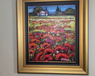 Michael Milkin Signed Original "Pearls of the Earth" Painting 33.5 x 29.5 x 2