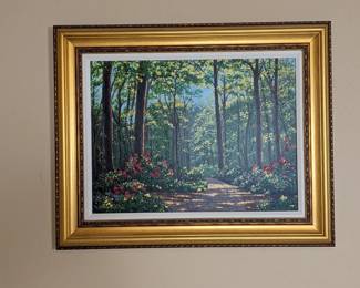 Shaefer Miles Framed Painting "Forest Beauty" Embellished Serigraph on Canvas 32w 2d 26h