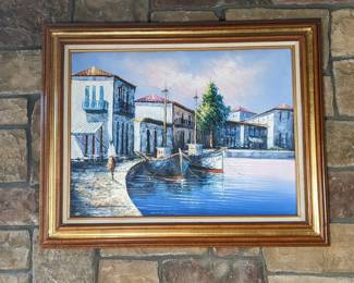 N Spanos Original Oil on Canvas Signed Art 30.25w 24.25h