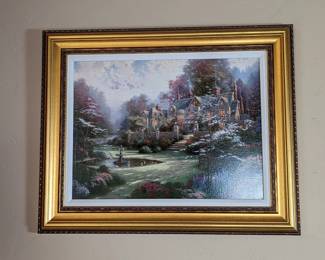 Thomas Kinkade "Garden Beyond Spring Gate" Giclee on Canvas Embellished 32w 26h