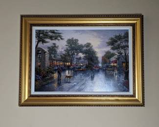 Thomas Kinkade "Sunset on Ocean Avenue Giclee on Canvas Embellished 35w 26h