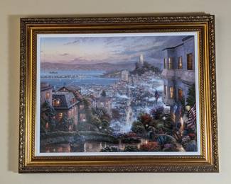 Thomas Kinkade "Lombard Street" Signed Giclee on Canvas Embelished 49.75w 39.5h