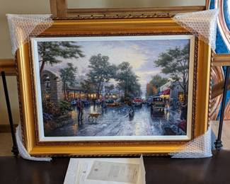 Thomas Kinkade "Carmel Sunset on Ocean Avenue" Signed Giclee on Canvas Embellished 35w 26h