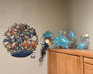 New Metal Ocean Art Wall Decor Fish Seahorse Turtles