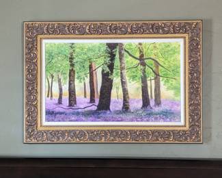 David Najar "Lavender Field" Signed Giclee on Canvas Embellished 41.5w 28.5h