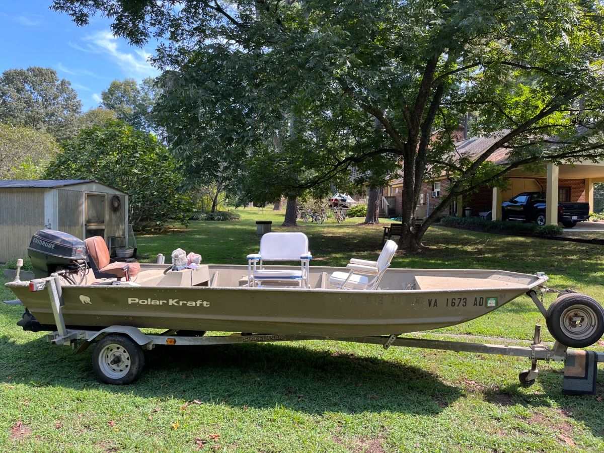 1990 Polar Kraft 16' Jon Boat with Trailer and accessories