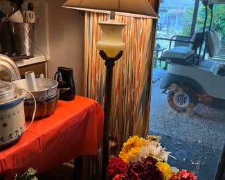 Lamps and silk florals.  