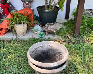 Flower pots and yard art.  Christmas, Easter, Halloween, and Thanksgiving.  