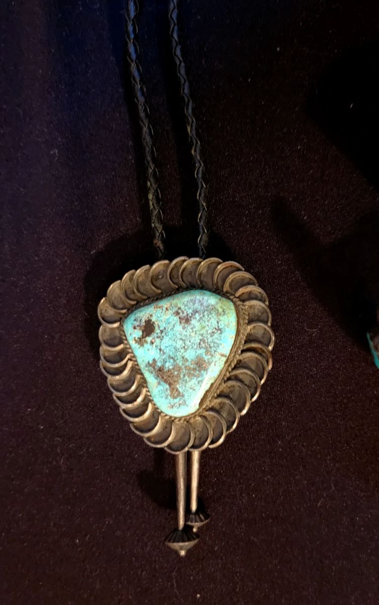 One of the many silver and turquoise bolo's worn by Mr Grandee
