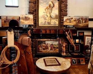 Huge Great Room with many original oils, artifacts, guns, knives, swords, jewelry and much more1