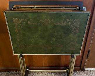 A match made in heaven: dinner trays and wood panel walls.