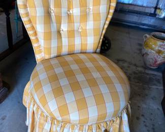Plaid Heart Back Vanity Chair with Skirt