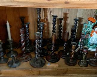 Wood and Brass Candle Sticks