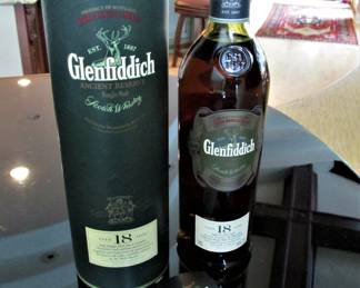 sealed Glenfiddich 18 year scotch whiskey