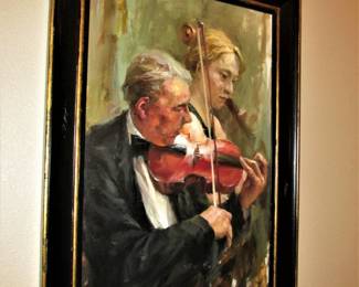 Original oil painting violinist