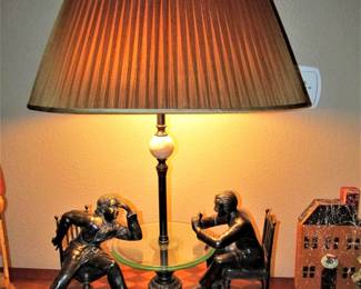 Handsome bronze and rosewood lamp