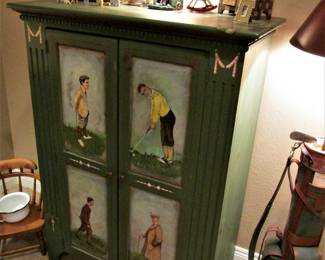 Fun hand painted golf cabinet