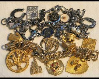 2 Charm Bracelets with Mostly Sterling Charms