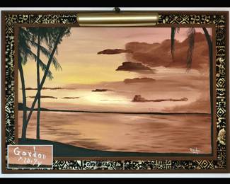 A Lovely Large Signed Family Oil Painting; Gordon made the  One of a Kind Metal Frame Too! Dated 1974