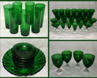 Lots of Pretty Vintage Green Glass