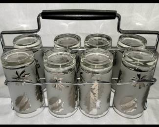 Libbey Silver Leaf Tumblers with Caddy