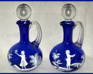 Pair of Mary Gregory Style Cobalt Blue Cruets