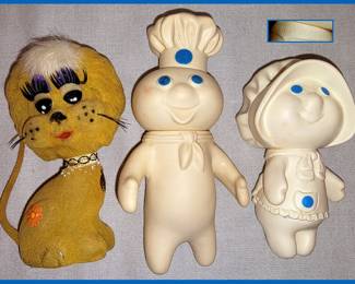 Fuzzy Lion with Long Eye Lashes and Pillsbury 1972 Dough Boy and Girl 