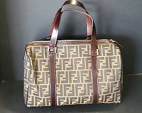 Fendi Grande Chef Zucca Jacquard Boston Bag