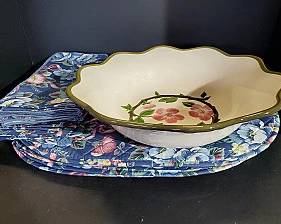 Franciscan Desert Rose Bowl; Placemats and Napkins
