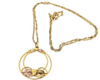 10k Yellow & Rose Gold Round Pendant on a 14k Gold Chain (18") - Pendant is 1" Diameter - Total Weight 3.2g