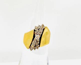 14K yellow Gold and Diamond Waterfall Ring