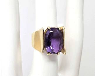 14k Statement Ring with Large Amethyst