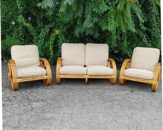 Rattan "Pretzel" Lounge Chairs & Settee