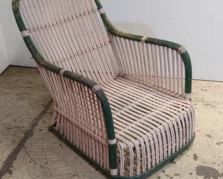 American Art Deco Stick Wicker Lounge Chair