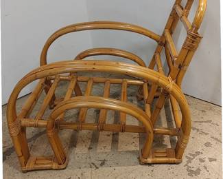 Art Deco Rattan & Cane Double Horseshoe Lounge Chairs