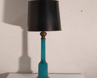 1930's French - Blue Opaline Glass Table Lamp