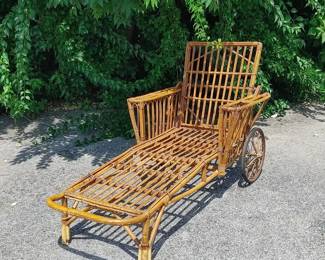 1930"s American Art Deco Stick Wicker Chaise