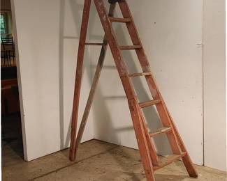 Antique Red Painted Apple Orchard Ladder