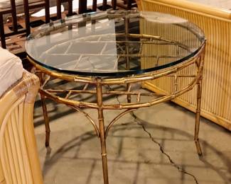 Italian Gilt Metal Faux Bamboo Table