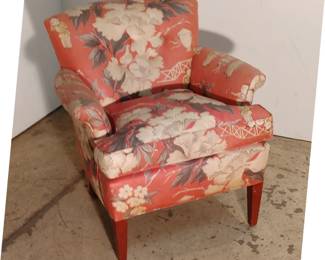 Original Chinoiserie Upholstered Lounge  Chair, 1940's