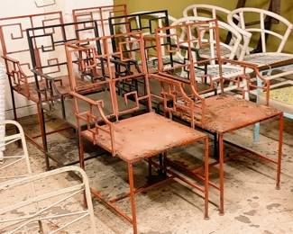 Set of 6 Greek Key Design Hand Wrought  Iron Armchairs